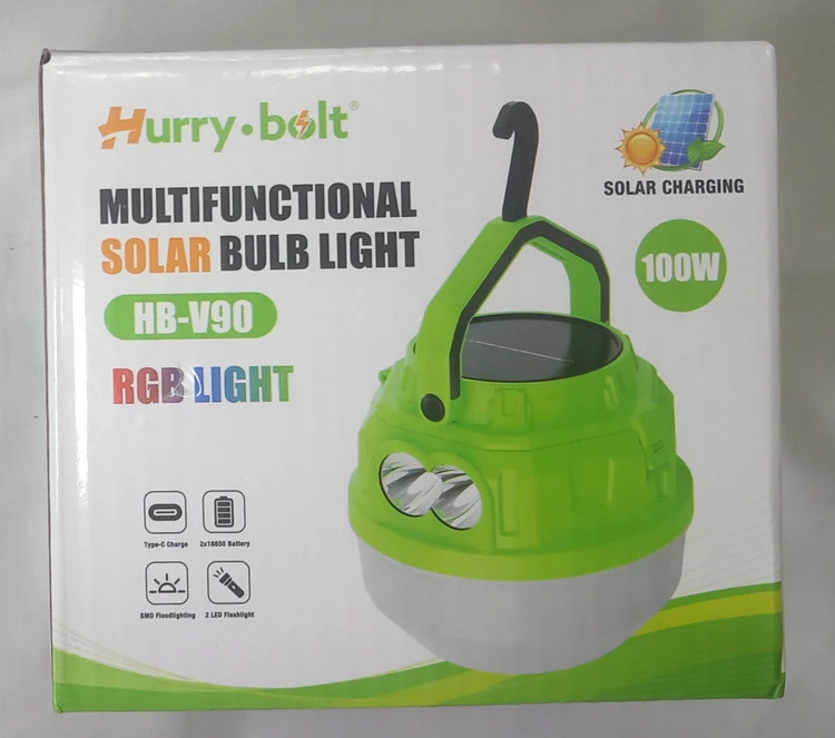 چراغ فانوسی آویز کمپی HB_V90 خورشیدی 100 وات Hurry.bolt